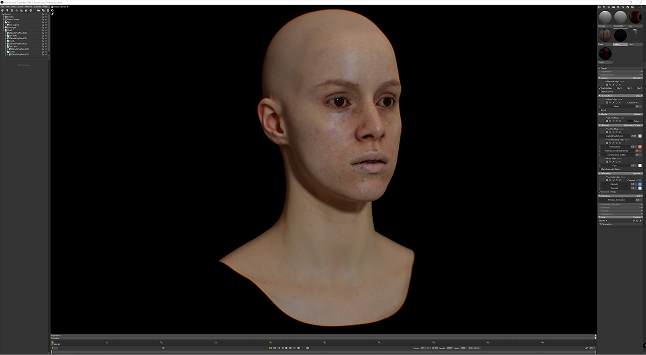 20's white female 3d head model scan with freckles